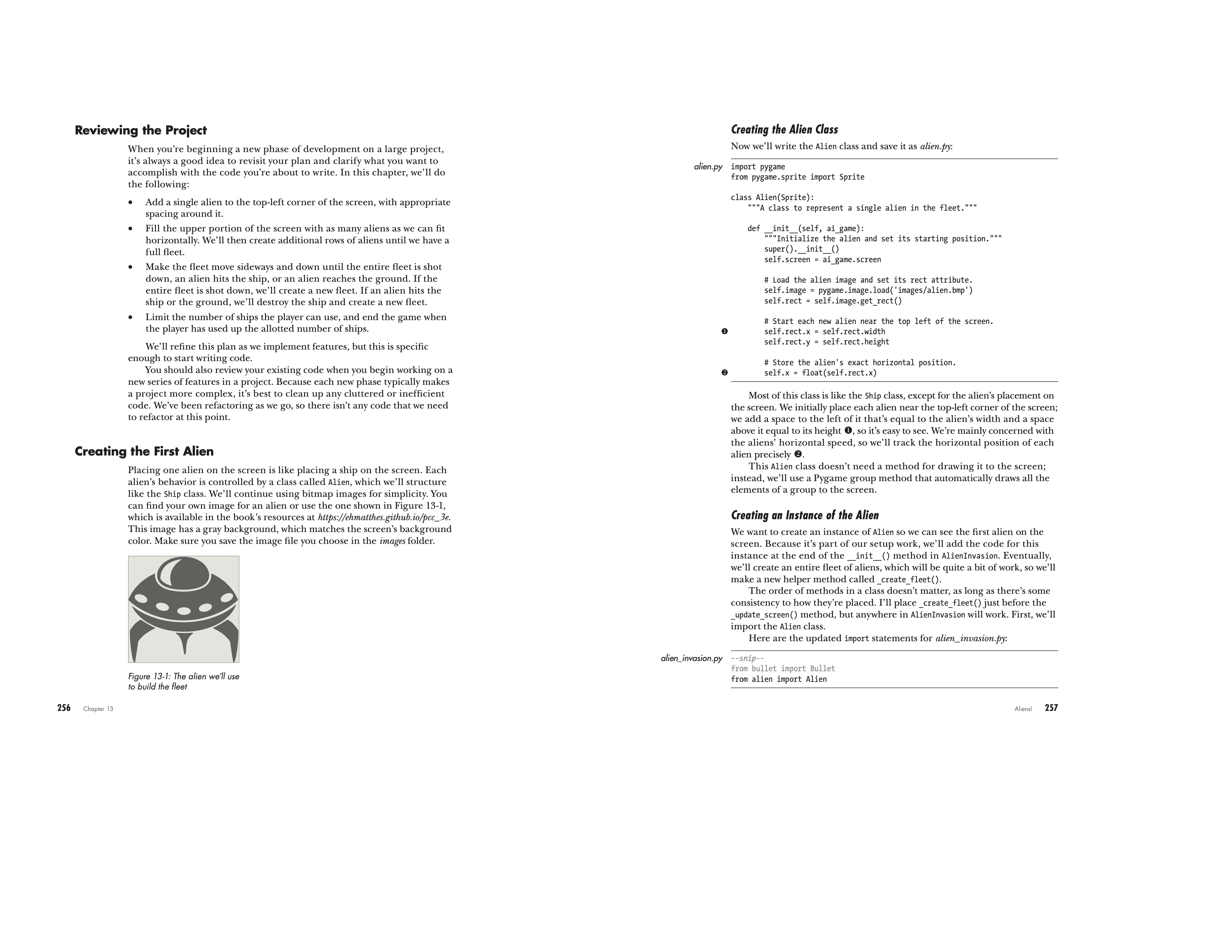 Python Crash Course, 3rd Edition pages 256-257