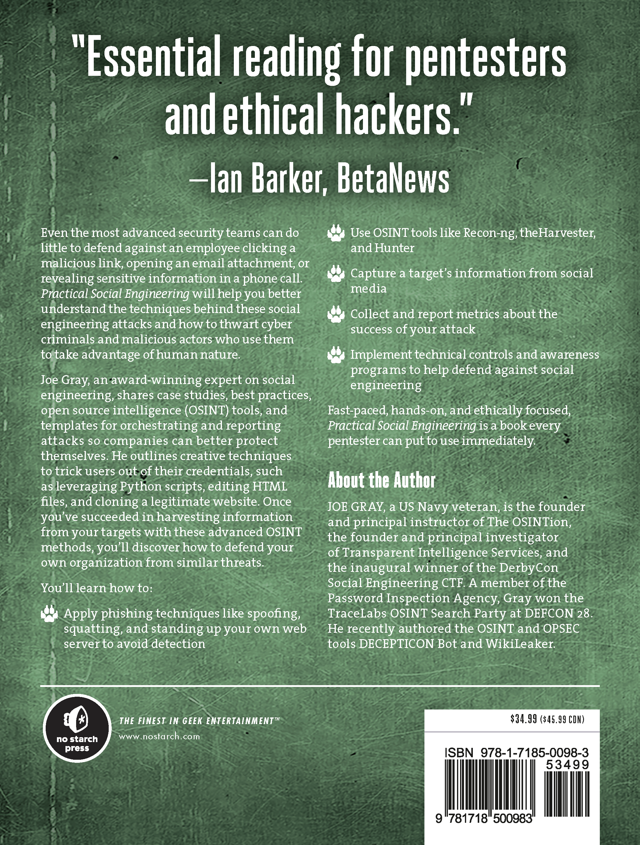 Practical Social Engineering back cover