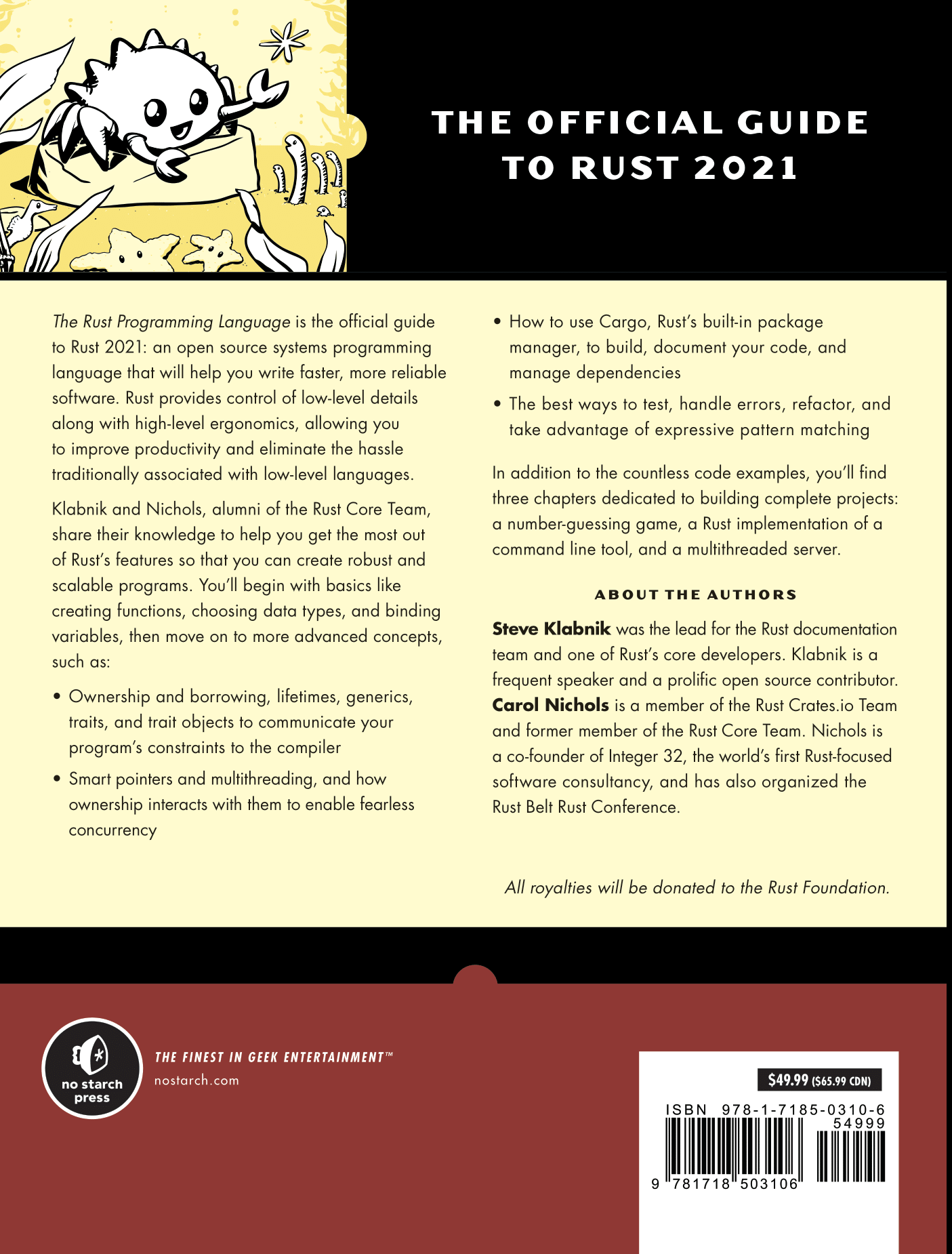The Rust Programming Language, 2nd Edition back cover